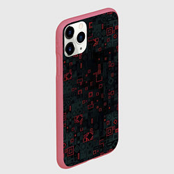 Чехол iPhone 11 Pro матовый Квадратные пазлы, цвет: 3D-малиновый — фото 2