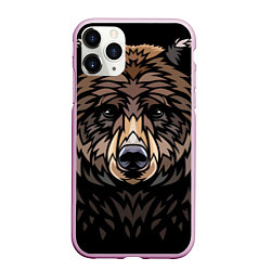 Чехол iPhone 11 Pro матовый Медведь в этническом стиле, цвет: 3D-розовый