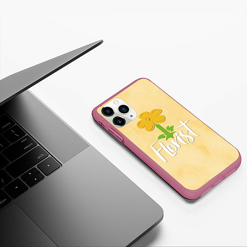 Чехол iPhone 11 Pro матовый Florist with a flower / 3D-Малиновый – фото 3