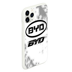 Чехол iPhone 11 Pro матовый BYD speed на светлом фоне со следами шин, цвет: 3D-белый — фото 2