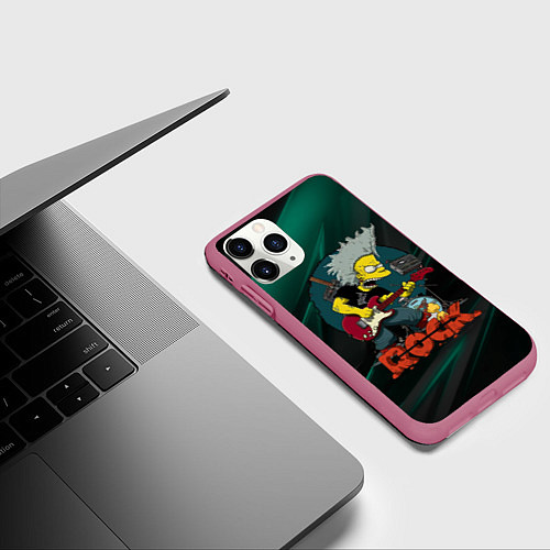Чехол iPhone 11 Pro матовый Rock music Simpsons / 3D-Малиновый – фото 3