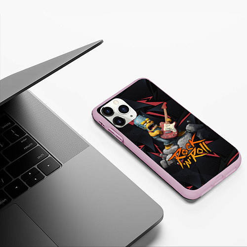 Чехол iPhone 11 Pro матовый Rocknroll simpsons / 3D-Розовый – фото 3