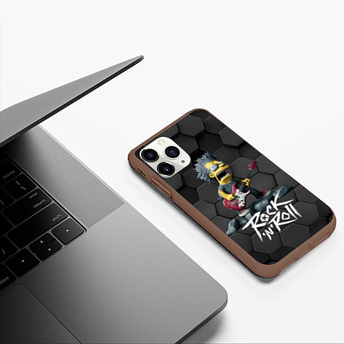Чехол iPhone 11 Pro матовый Рок Симпсоны / 3D-Коричневый – фото 3