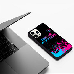 Чехол iPhone 11 Pro матовый Thousand Foot Krutch - neon gradient: символ сверх, цвет: 3D-черный — фото 2