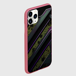 Чехол iPhone 11 Pro матовый Фиолетовые и зеленые вставки, цвет: 3D-малиновый — фото 2