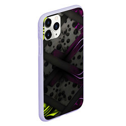 Чехол iPhone 11 Pro матовый Темная фиолетовая текстура с листьями, цвет: 3D-светло-сиреневый — фото 2