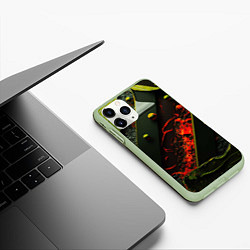 Чехол iPhone 11 Pro матовый Оранжевые брызги, цвет: 3D-салатовый — фото 2