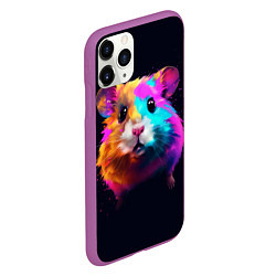 Чехол iPhone 11 Pro матовый Хомяк в неоновых красках, цвет: 3D-фиолетовый — фото 2