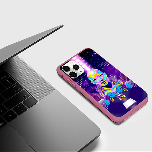 Чехол iPhone 11 Pro матовый Goddess with two Beerus - vaporwave / 3D-Малиновый – фото 3