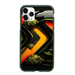 Чехол iPhone 11 Pro матовый Зеленая абстракция, цвет: 3D-темно-зеленый