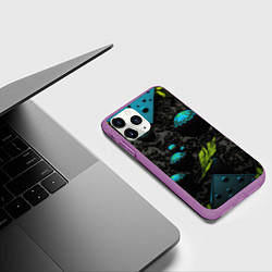Чехол iPhone 11 Pro матовый Зеленые абстрактные листья, цвет: 3D-фиолетовый — фото 2