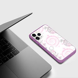 Чехол iPhone 11 Pro матовый Тай дай пудровый, цвет: 3D-фиолетовый — фото 2