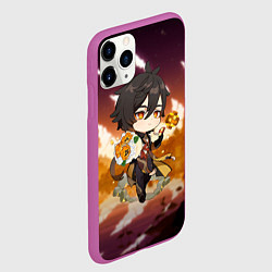 Чехол iPhone 11 Pro матовый ЧжунЛи Геншин Импакт, цвет: 3D-фиолетовый — фото 2