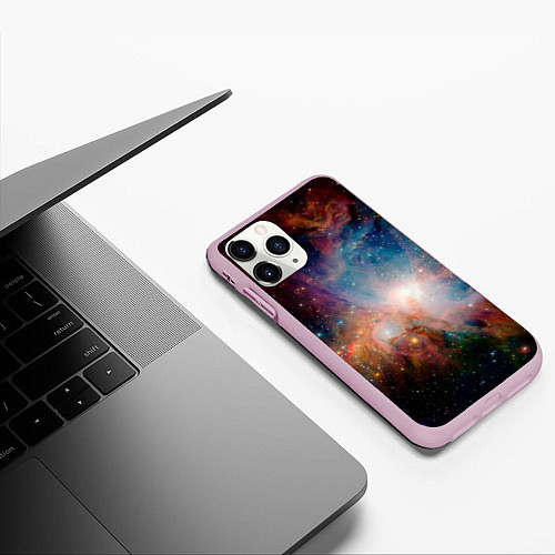 Чехол iPhone 11 Pro матовый Безграничный космос / 3D-Розовый – фото 3