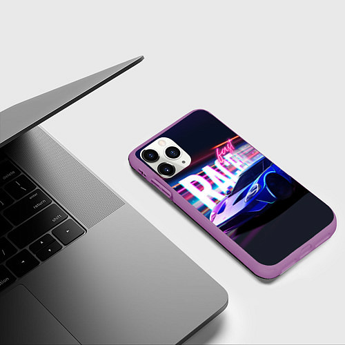 Чехол iPhone 11 Pro матовый Fast racer / 3D-Фиолетовый – фото 3