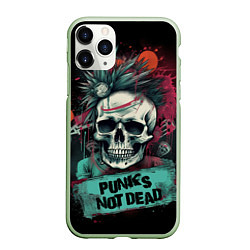 Чехол iPhone 11 Pro матовый Punks not dead, цвет: 3D-салатовый
