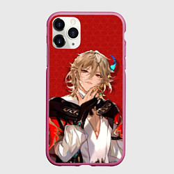 Чехол iPhone 11 Pro матовый Genshin Impact Kaveh, цвет: 3D-малиновый