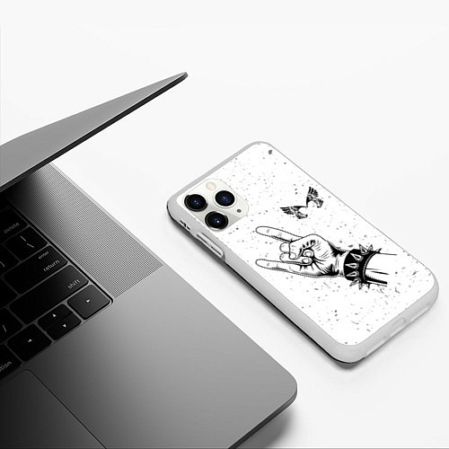 Чехол iPhone 11 Pro матовый Placebo и рок символ / 3D-Белый – фото 3
