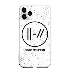 Чехол iPhone 11 Pro матовый Twenty One Pilots glitch на светлом фоне, цвет: 3D-белый