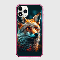 Чехол iPhone 11 Pro матовый Лисица фотореализм, цвет: 3D-малиновый