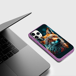 Чехол iPhone 11 Pro матовый Лисица фотореализм, цвет: 3D-фиолетовый — фото 2