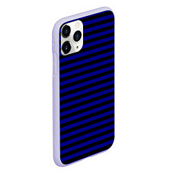 Чехол iPhone 11 Pro матовый Черно-синие полосы, цвет: 3D-светло-сиреневый — фото 2