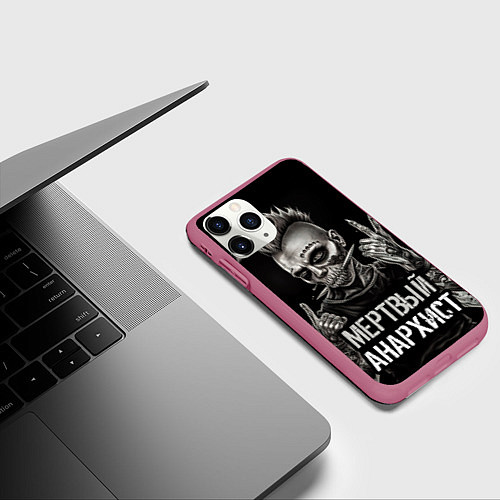 Чехол iPhone 11 Pro матовый Мертвый анархист панк / 3D-Малиновый – фото 3