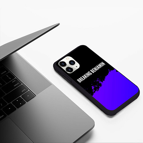 Чехол iPhone 11 Pro матовый Breaking Benjamin purple grunge / 3D-Черный – фото 3