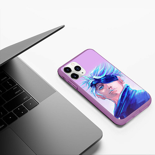 Чехол iPhone 11 Pro матовый Магическая битва Годжо Сатору / 3D-Фиолетовый – фото 3