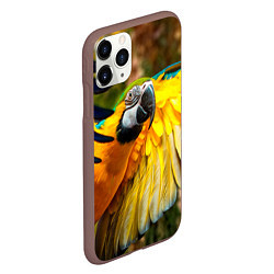 Чехол iPhone 11 Pro матовый Взлёт попугая, цвет: 3D-коричневый — фото 2