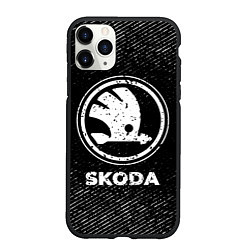 Чехол iPhone 11 Pro матовый Skoda с потертостями на темном фоне, цвет: 3D-черный