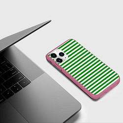 Чехол iPhone 11 Pro матовый Тельняшка зеленая Пограничных войск, цвет: 3D-малиновый — фото 2