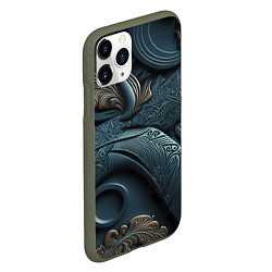 Чехол iPhone 11 Pro матовый Узорные фракталы, цвет: 3D-темно-зеленый — фото 2