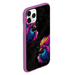Чехол iPhone 11 Pro матовый Киберпанк Птица, цвет: 3D-фиолетовый — фото 2