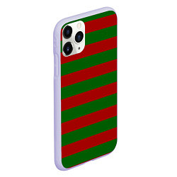 Чехол iPhone 11 Pro матовый Красно-зеленые полоски, цвет: 3D-светло-сиреневый — фото 2