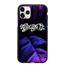 Чехол iPhone 11 Pro матовый Aerosmith neon monstera, цвет: 3D-черный