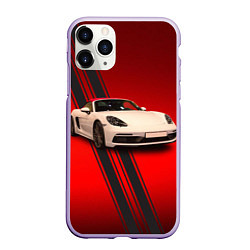 Чехол iPhone 11 Pro матовый Немецкий спортивный автомобиль Porsche, цвет: 3D-светло-сиреневый