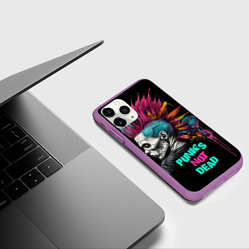 Чехол iPhone 11 Pro матовый Punks not dear / 3D-Фиолетовый – фото 3