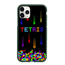 Чехол iPhone 11 Pro матовый Falling blocks tetris, цвет: 3D-темно-зеленый