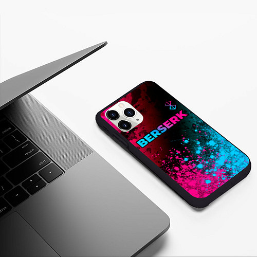 Чехол iPhone 11 Pro матовый Berserk - neon gradient: символ сверху / 3D-Черный – фото 3