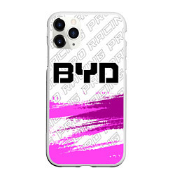 Чехол iPhone 11 Pro матовый BYD pro racing: символ сверху, цвет: 3D-белый