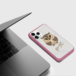 Чехол iPhone 11 Pro матовый Сова ух-ух, цвет: 3D-малиновый — фото 2