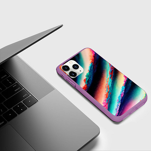 Чехол iPhone 11 Pro матовый Абстрактный след / 3D-Фиолетовый – фото 3
