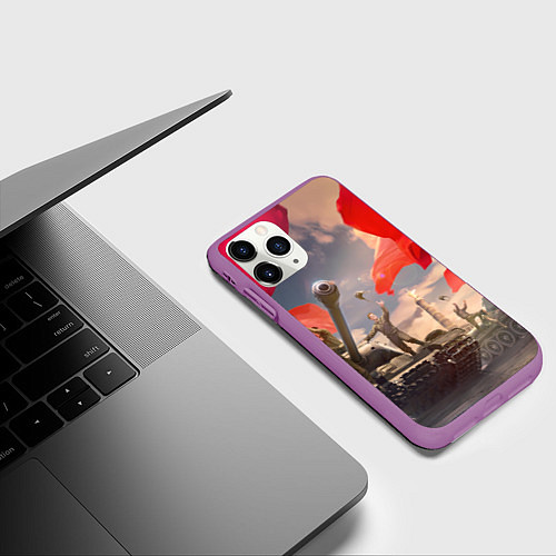Чехол iPhone 11 Pro матовый Победа! 9 Мая / 3D-Фиолетовый – фото 3