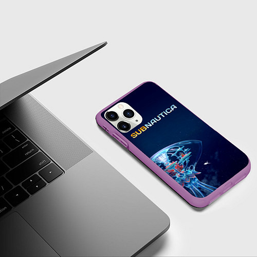 Чехол iPhone 11 Pro матовый Subnautica подводный город / 3D-Фиолетовый – фото 3