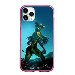 Чехол iPhone 11 Pro матовый Subnautica русалка, цвет: 3D-малиновый