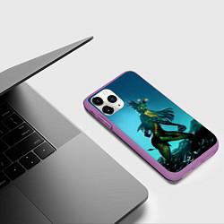 Чехол iPhone 11 Pro матовый Subnautica русалка, цвет: 3D-фиолетовый — фото 2