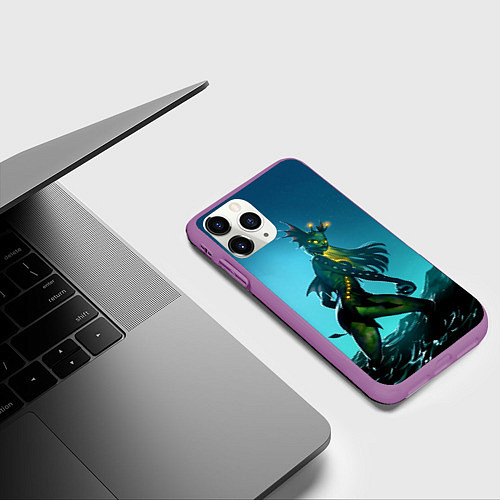 Чехол iPhone 11 Pro матовый Subnautica русалка / 3D-Фиолетовый – фото 3
