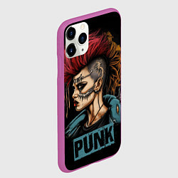 Чехол iPhone 11 Pro матовый Девушка панк, цвет: 3D-фиолетовый — фото 2