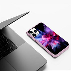 Чехол iPhone 11 Pro матовый Фиолетовый с белым паттерн, цвет: 3D-розовый — фото 2